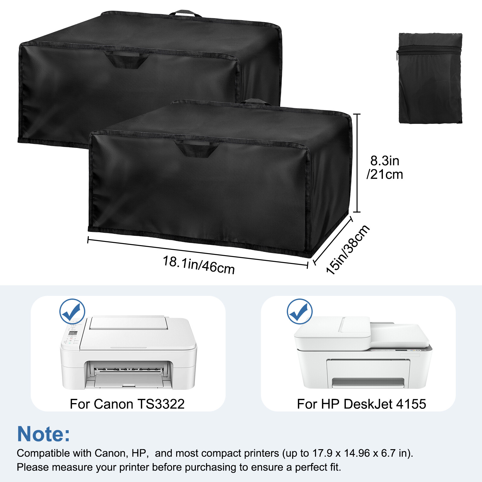 2 PCS Printer Dust Cover Set for Canon HP Water & Dust Resistant, 18.1x15x8.3in