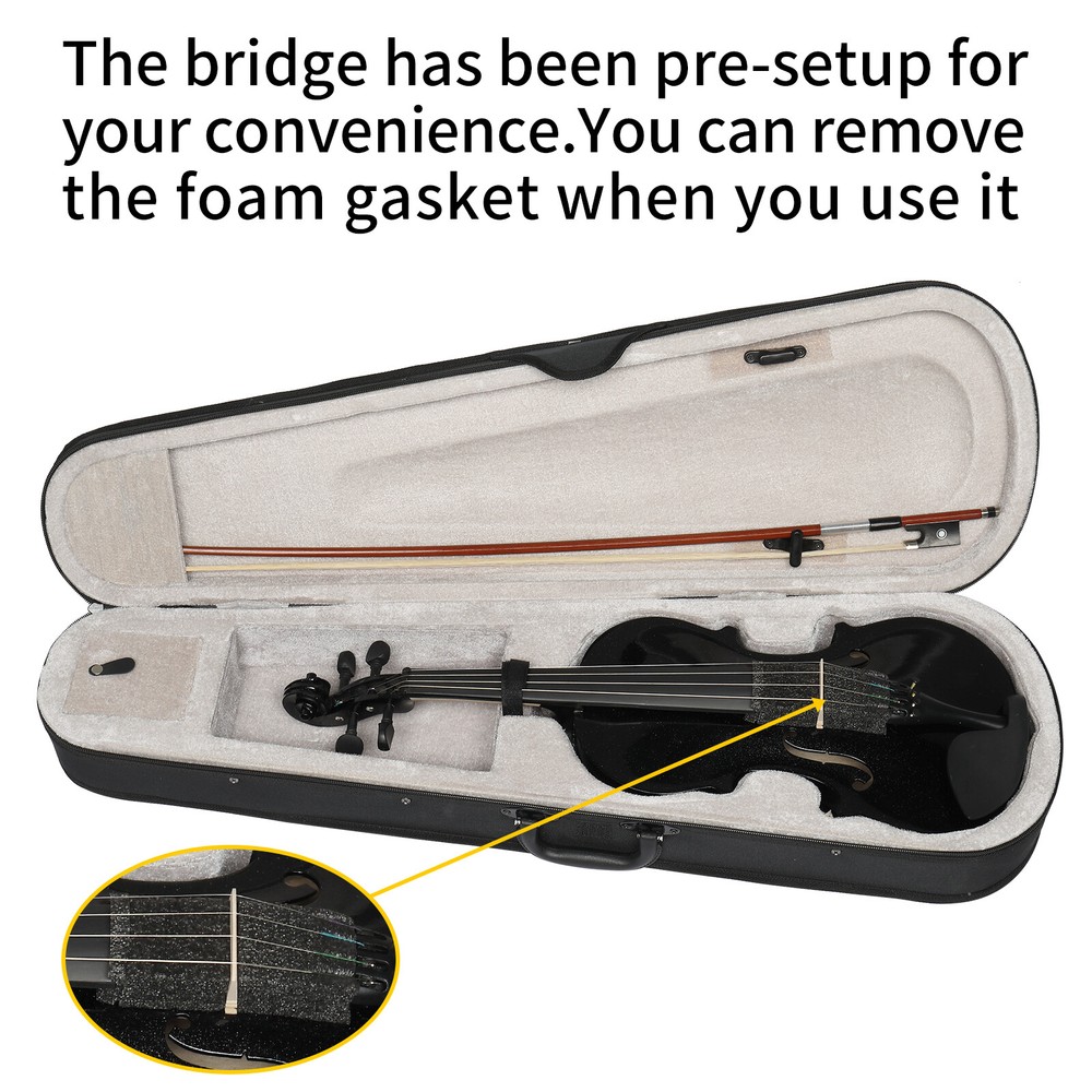 4/4 Full Size Violin Set with Case Bow Shoulder Rest Rosin String Bridge Sordine