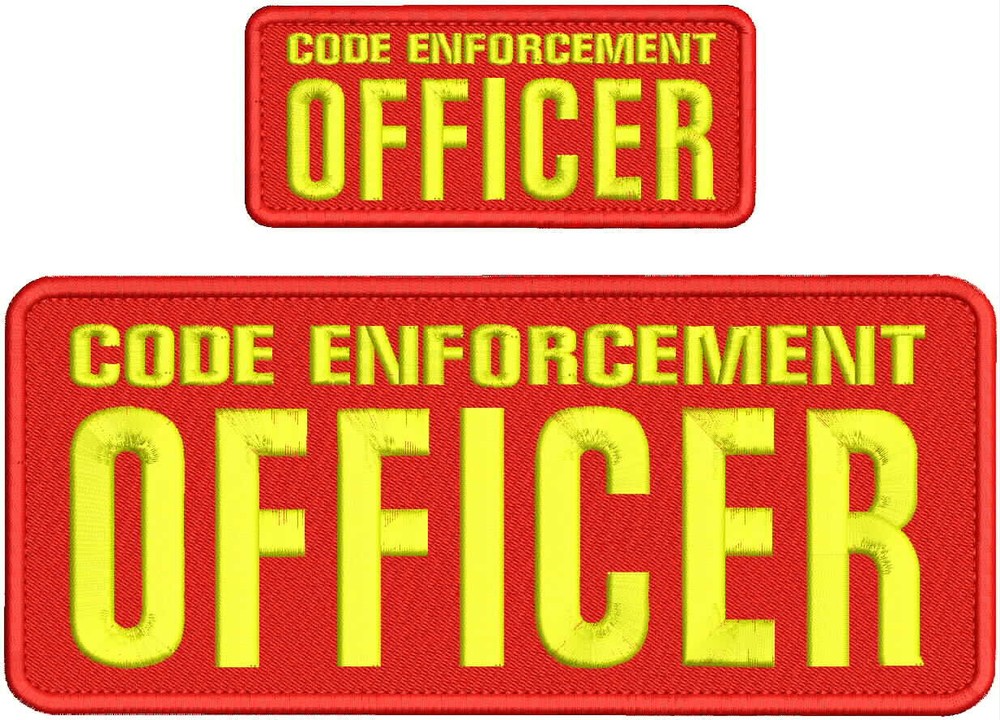 CODE ENFORCEMENT OFFICER 2 EMBROIDERY PATCHS 10X4 AND 5X2'' VELCR@ ON BACK