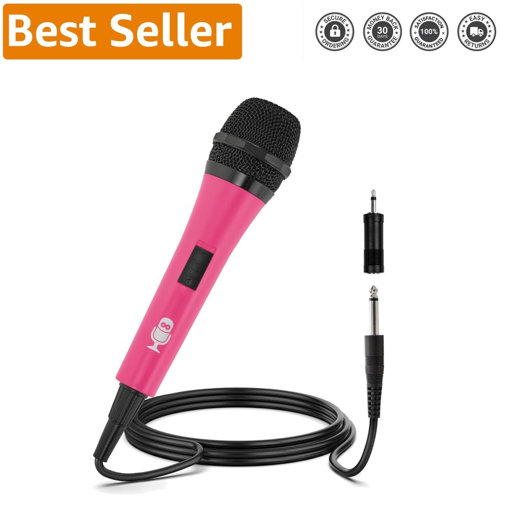 High-Sensitivity Unidirectional Karaoke Microphone - 115dB Pink Vocal Mic
