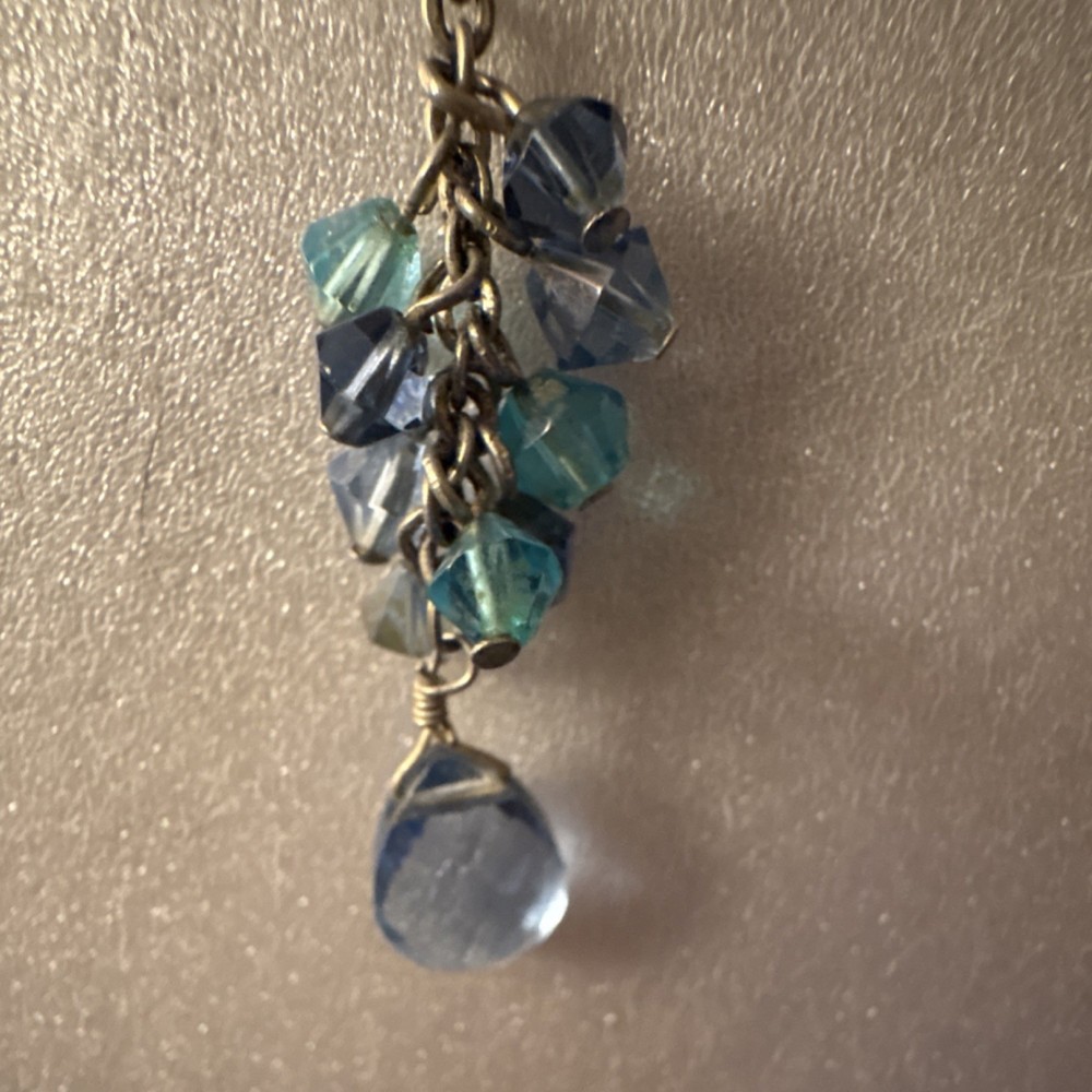 Handcrafted Blue Glass Beaded Dangle Drop Earrings Teardrop Silver Hook