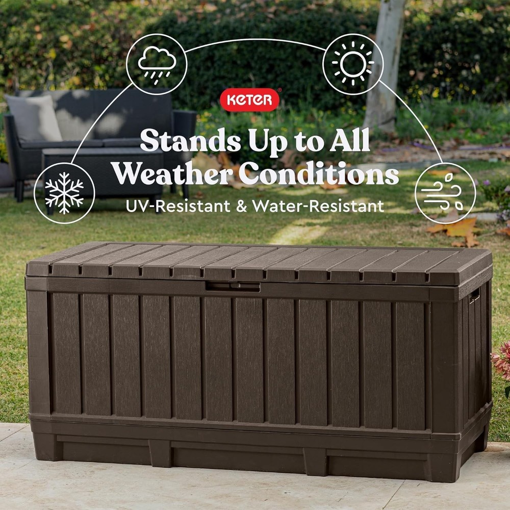 Weather-Resistant Brown Deck Box - 92 Gallon Storage