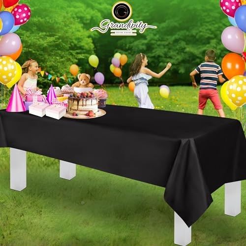 12 Pack Premium Disposable Plastic Tablecloth 54in. x 108in. Rectangle Black