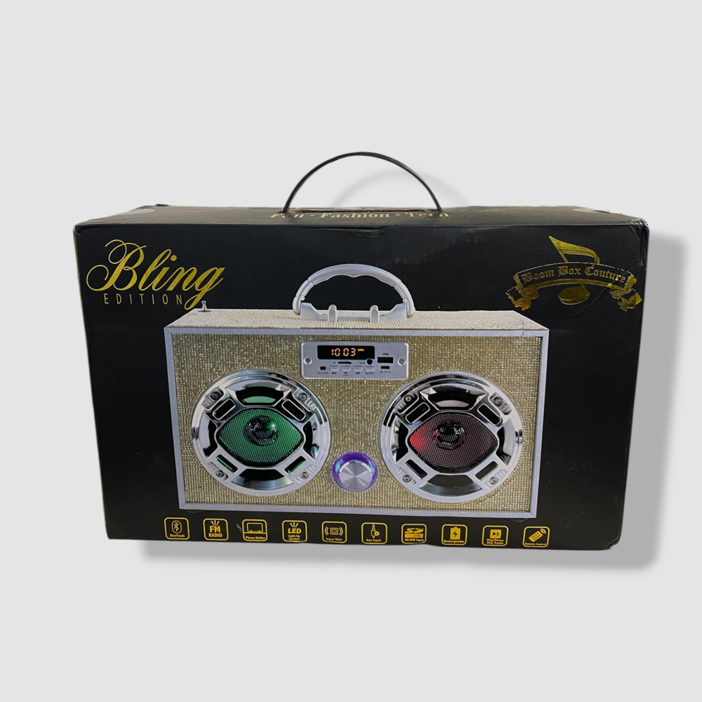 Wireless Express Bling Gold Portable Boombox Bluetooth Speaker