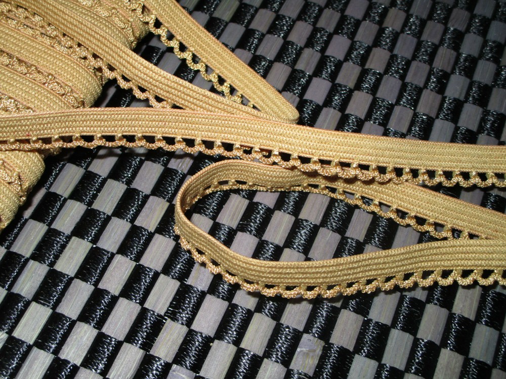 6 yards 3/8" width LT brown color stretch scroll elastic trim for your design