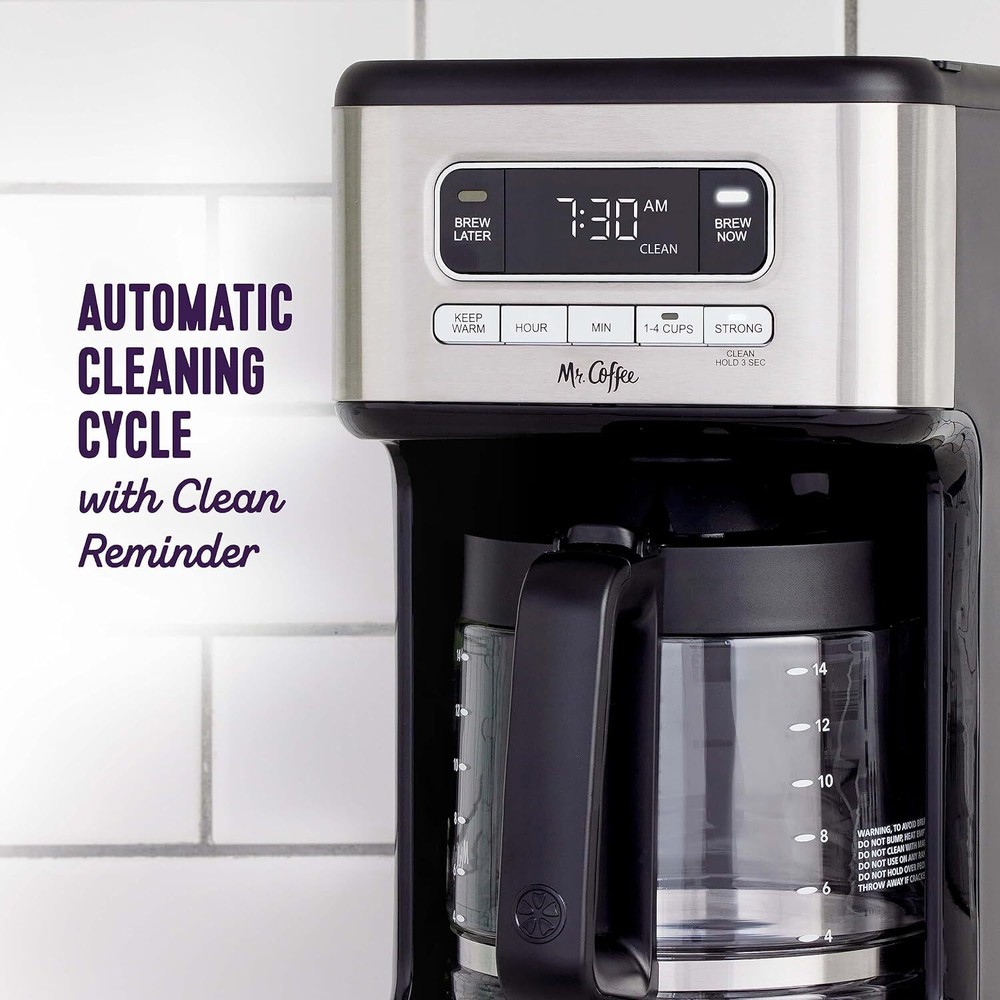 Mr. Coffee Stainless Steel 14 Cup Programmable Coffee Maker Auto Clean Function
