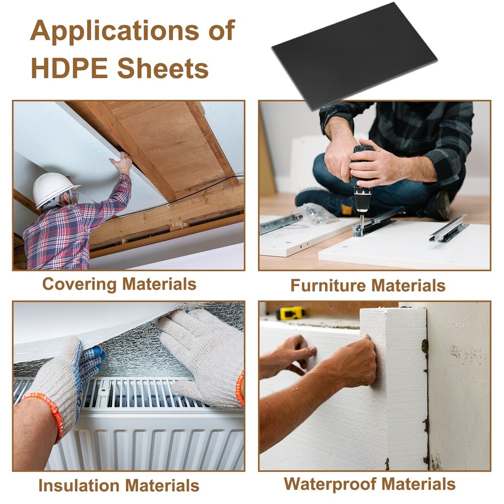 HDPE Plastic Sheet 1/8" Thick, 20" x 24" Polyethylene Plastic Blocks, Black