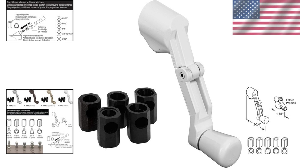 Space-Saving Diecast Folding Crank Handle for Casement Windows (White)