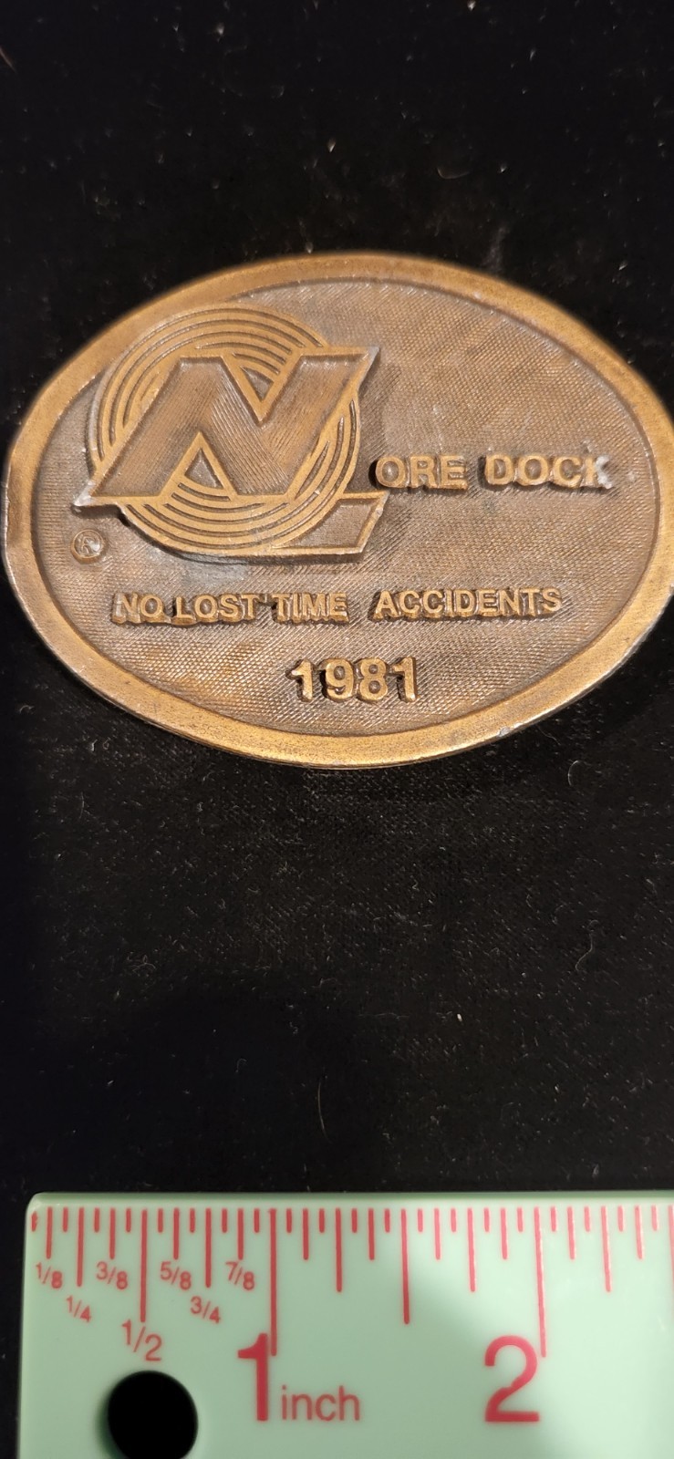 VINTAGE Rare - 1981 - Ore Dock No Lost Time Accidents RAILROAD Award Belt Buckle