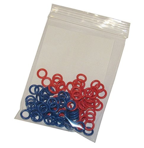 (100 Pack) Soft Stitch Ring Markers, Red & Blue Small (Needle 0-8), Red & Blue