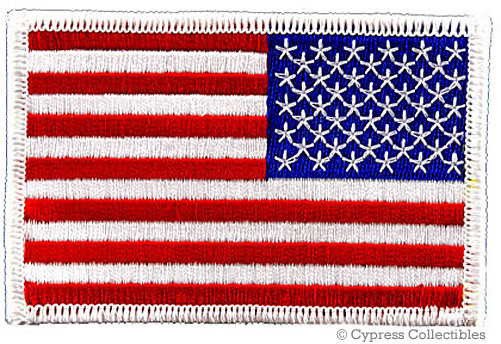 LOT 2 AMERICAN FLAG PATCH shoulder USA WHITE embroidered iron-on UNITED STATES