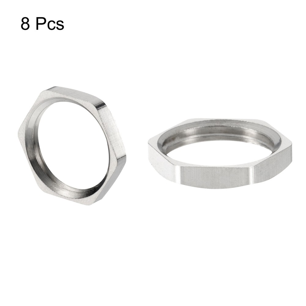 8PCS Cast Pipe Fitting Hex Locknut Nut NPT3/8" Female Thread Silver Tone
