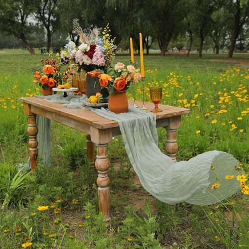 Christmas Table Runner, Green Cheesecloth Table Runner3.3FT 1 Emerald Green