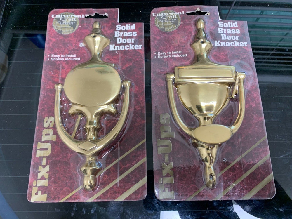 2 lot Universal Craft Fix-Ups Solid Brass Door Knockers