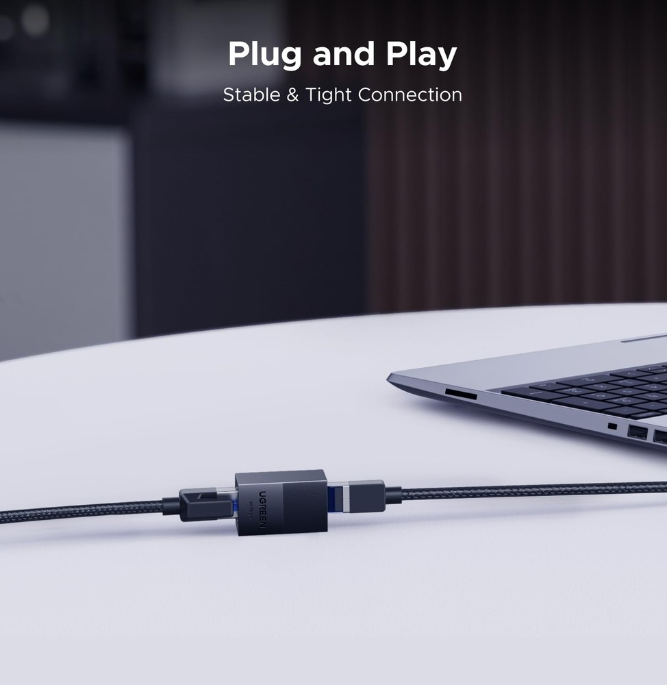 UGREEN Ethernet Extender 10Gbps,2 Pack Coupler with PoE Black