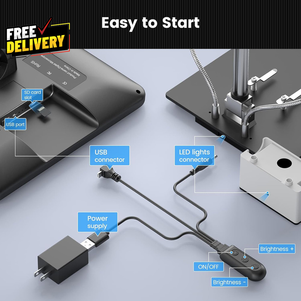 AD210 10.1 Inch LCD Digital Microscope for Adults Soldering Microscope for......