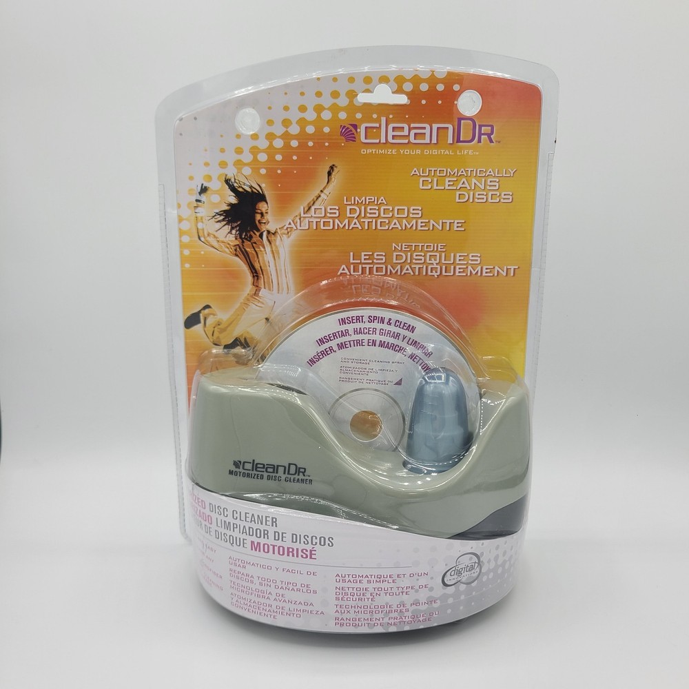 NEW Clean Dr. Motorized Disc Cleaner Automatically Cleans CDs DVDs Video Games