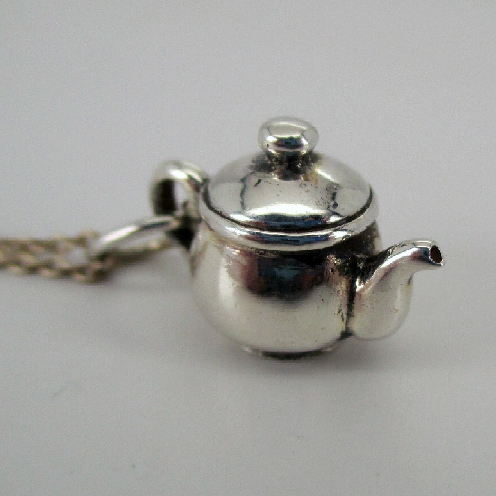 Vintage GRANDMA'S TEAPOT Charm for Bracelet STERLING SILVER Brown County NEW