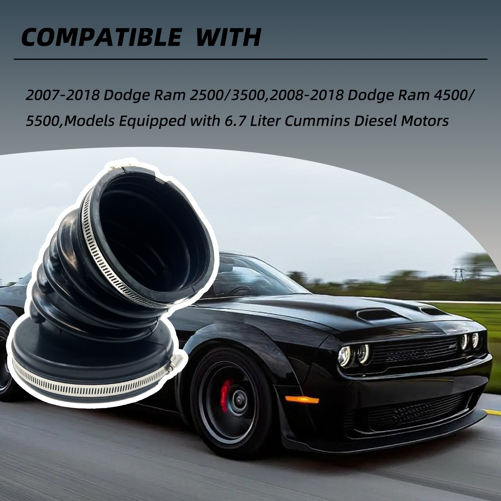 Intake Resonator Upper Hose Duct for 2007-2018 Dodge Ram 2500-5500 6.7L Diesel