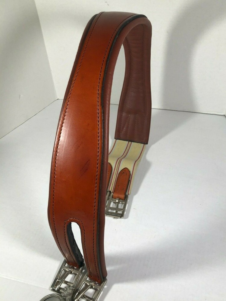 46 inch - Perri's Split End Girth - Oakbark - Triple Elastic - Roller Buckles