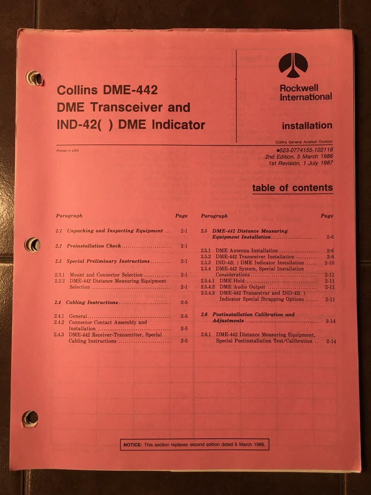 Collins DME 442 and IND 42 install manual