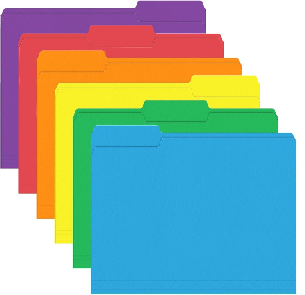 File Folder, PANDRI 120 Pack Colored File Folder, 1/3 Cut Tab, Letter Size, Asso