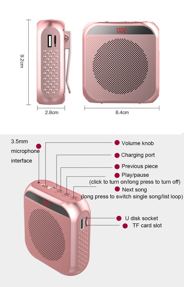 Portable Amplifier, Rechargeable Teacher Microphone, MiNi Amplifier System, C...