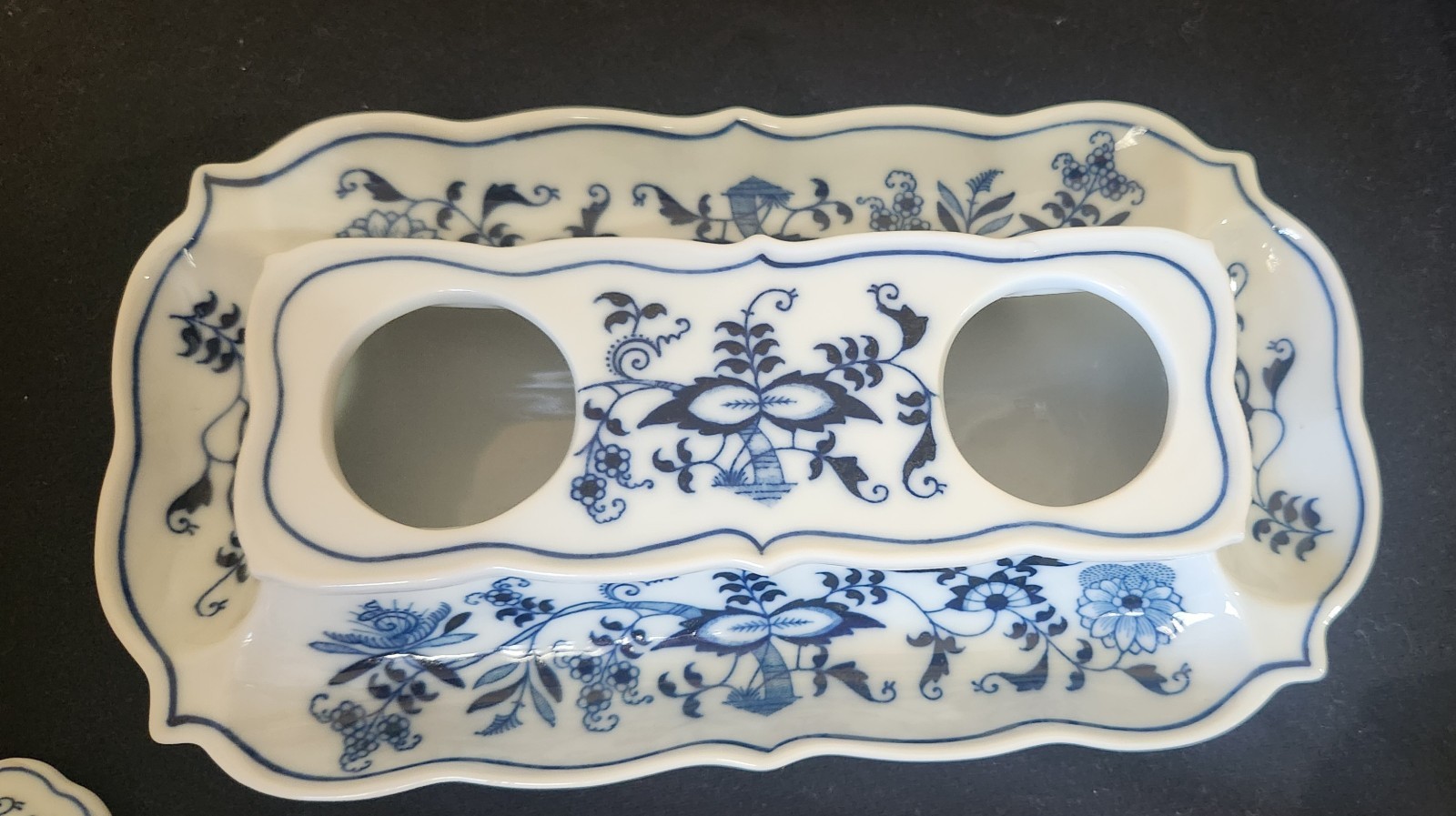 Blue Danube Onion Double Inkwell Set With 2 Lids
