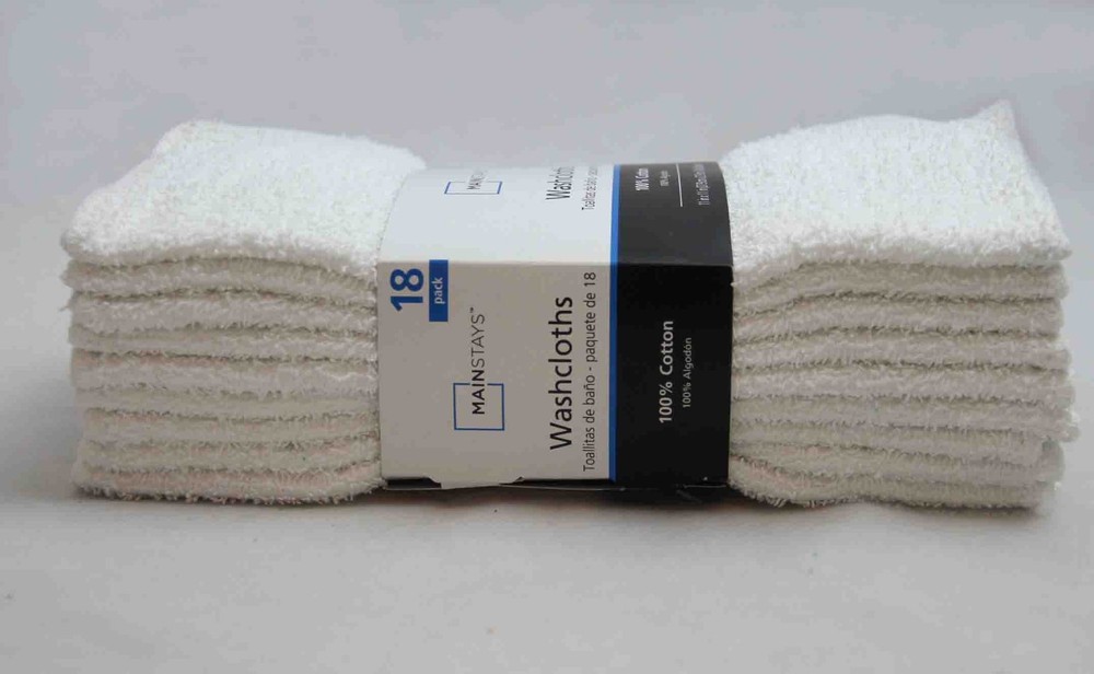 Mainstays 18 Pack Washcloth Bundle, White.