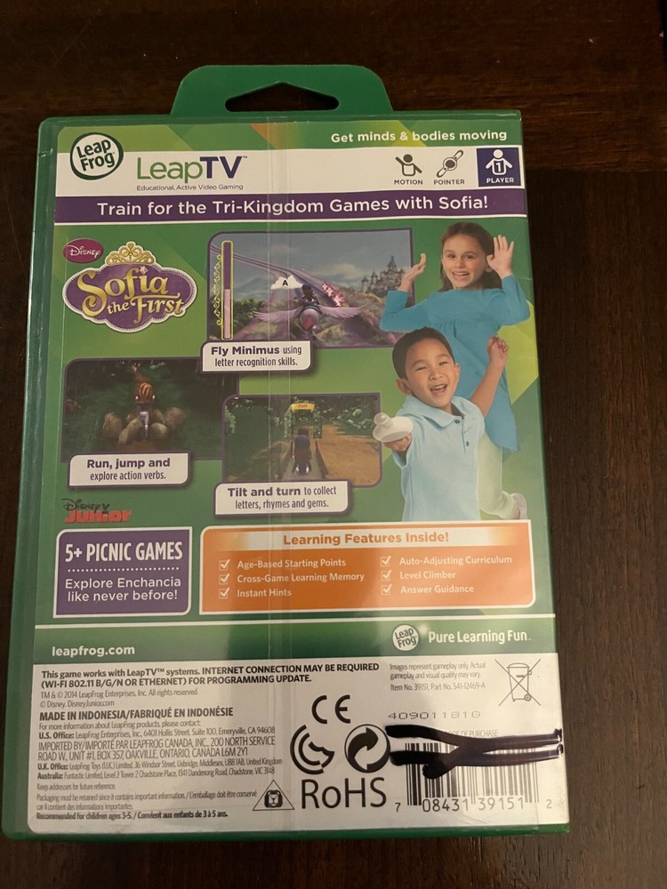 Leap Frog LeapTV Disney Sofia The First Educational Active Learning Video Game