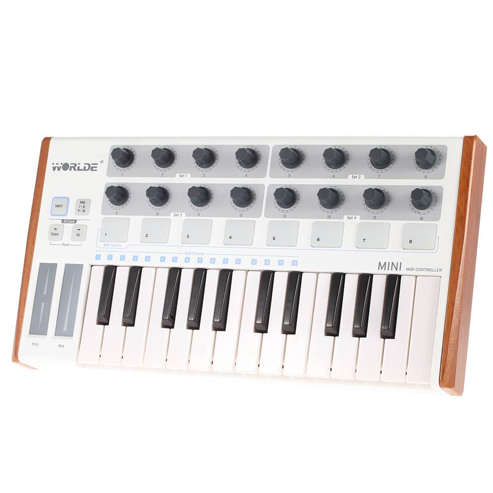Worlde Keyboard Controller Mini 25-Key USB MIDI Drum Pad Instruments Electronic