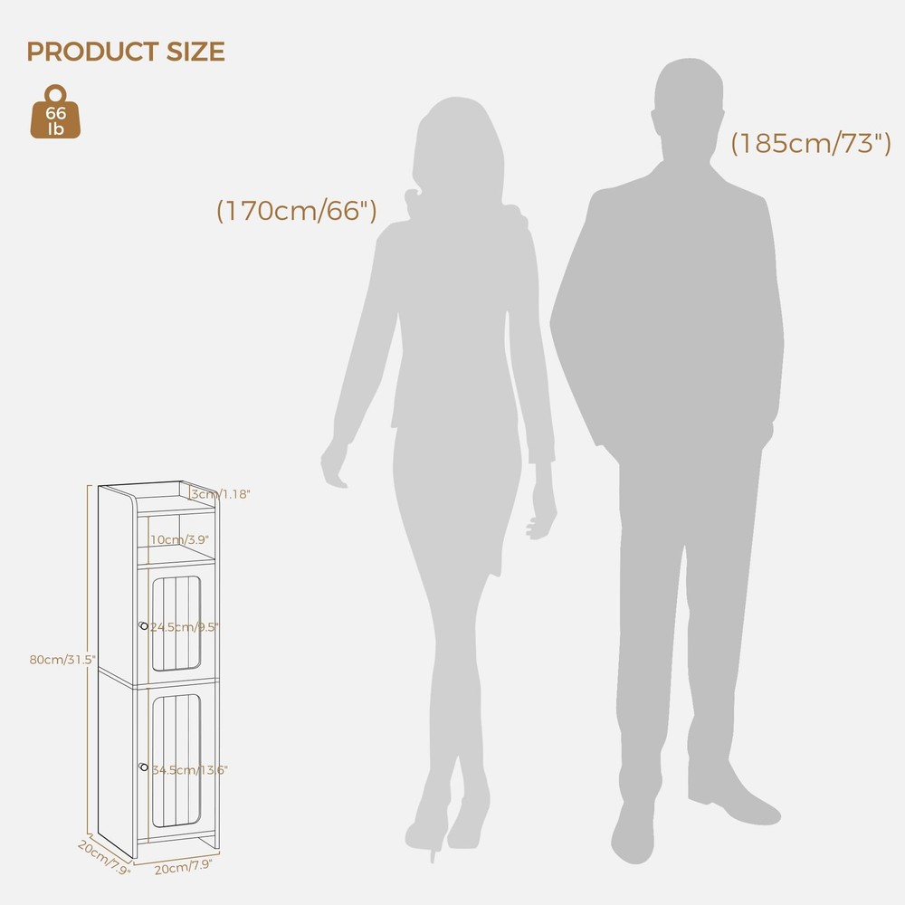 Small Bathroom Cabinet, Bathroom Storage Cabinet with Adjustable Shelves & 2 ...
