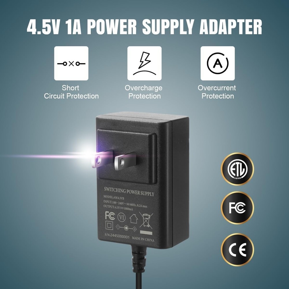 Lenink AC Power Supply Adapter for 3 AA Battery, Battery Replacement Black