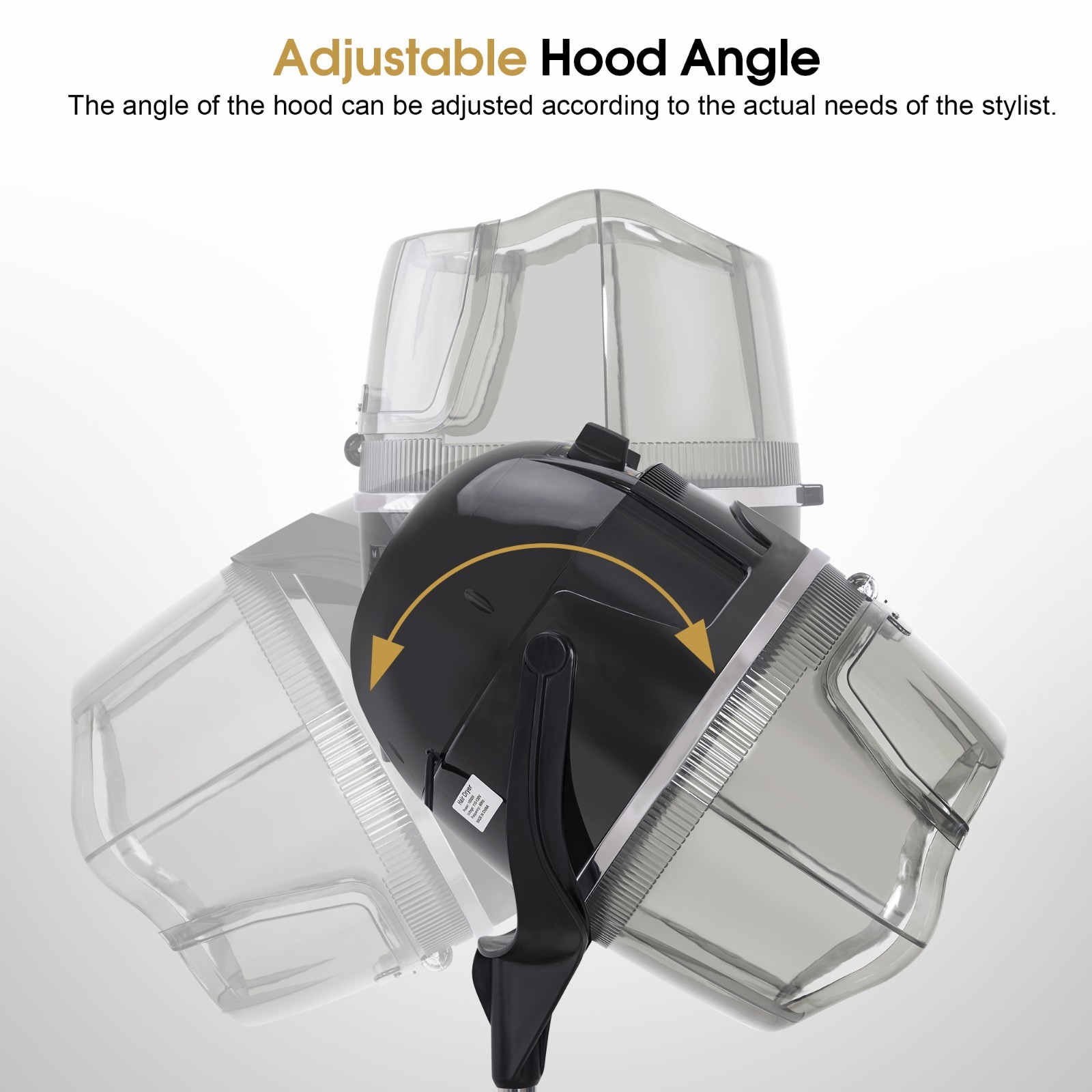 BarberPub 1300W Adjustable Hooded Hair Bonnet Dryer Stand Up Rolling Base VHD08