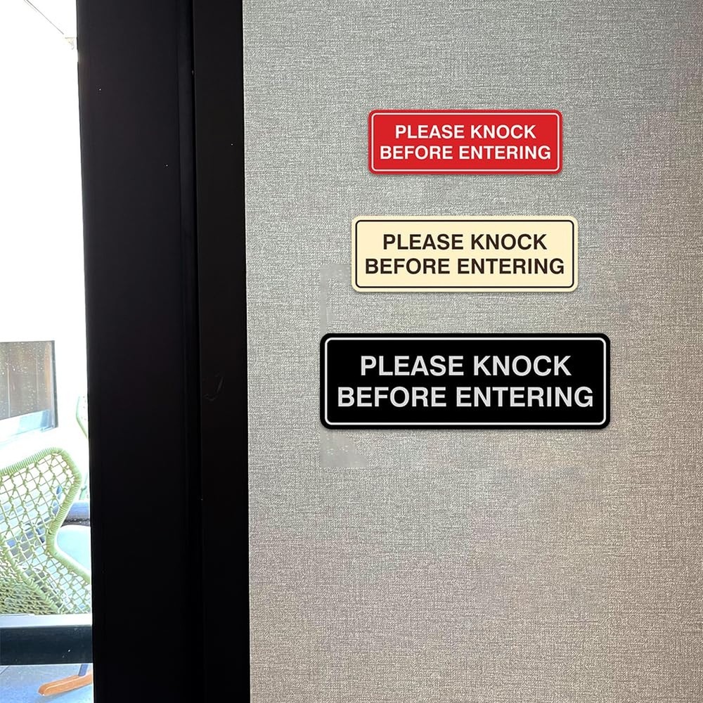 Standard Please Knock Before Entering Sign - Black - Small 1 Pack