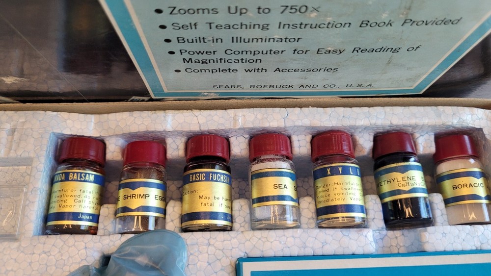 Vintage Sears 750 Power Zoom Micro Lab Kit Master Microscope Kit Model 6378