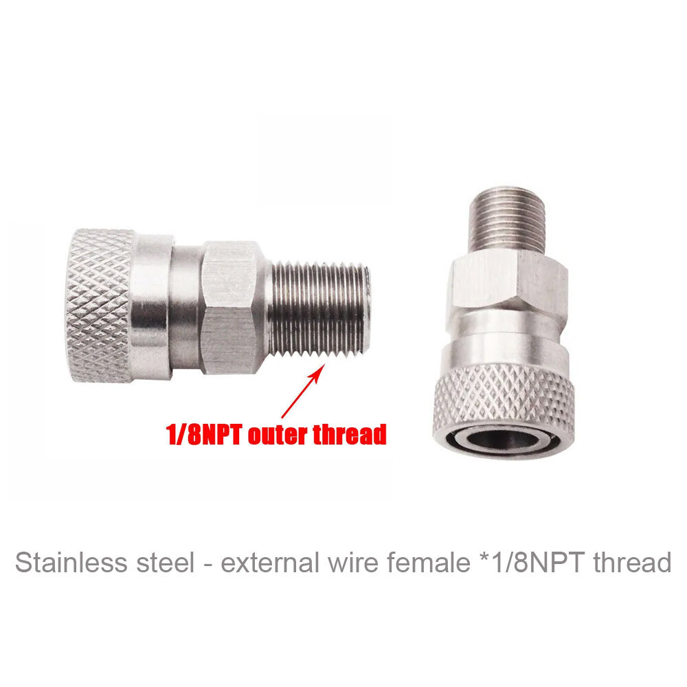 2 Pcs Paintball PCP 8mm Quick-Release Disconnect Coupler 1/8-NPT Fit Male&Female