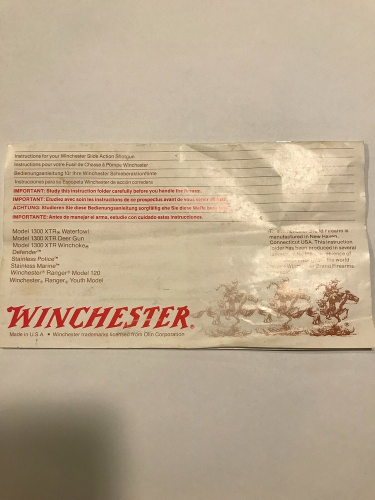 Factory OEM Firearm Manual Winchester 1300