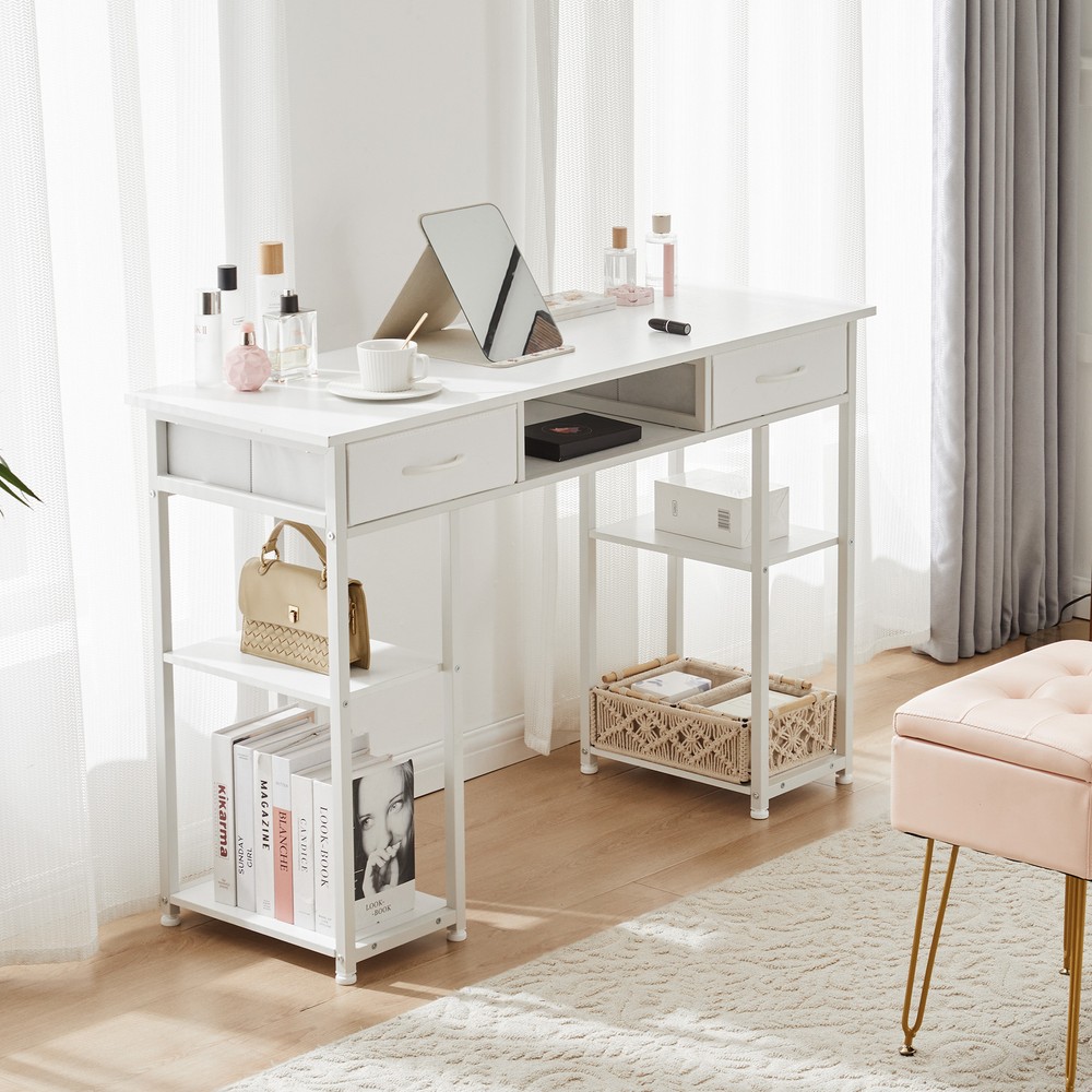 48" Rectangular Computer Study Desk 3-Drawer Office Laptop PC Work Table W/Shelf