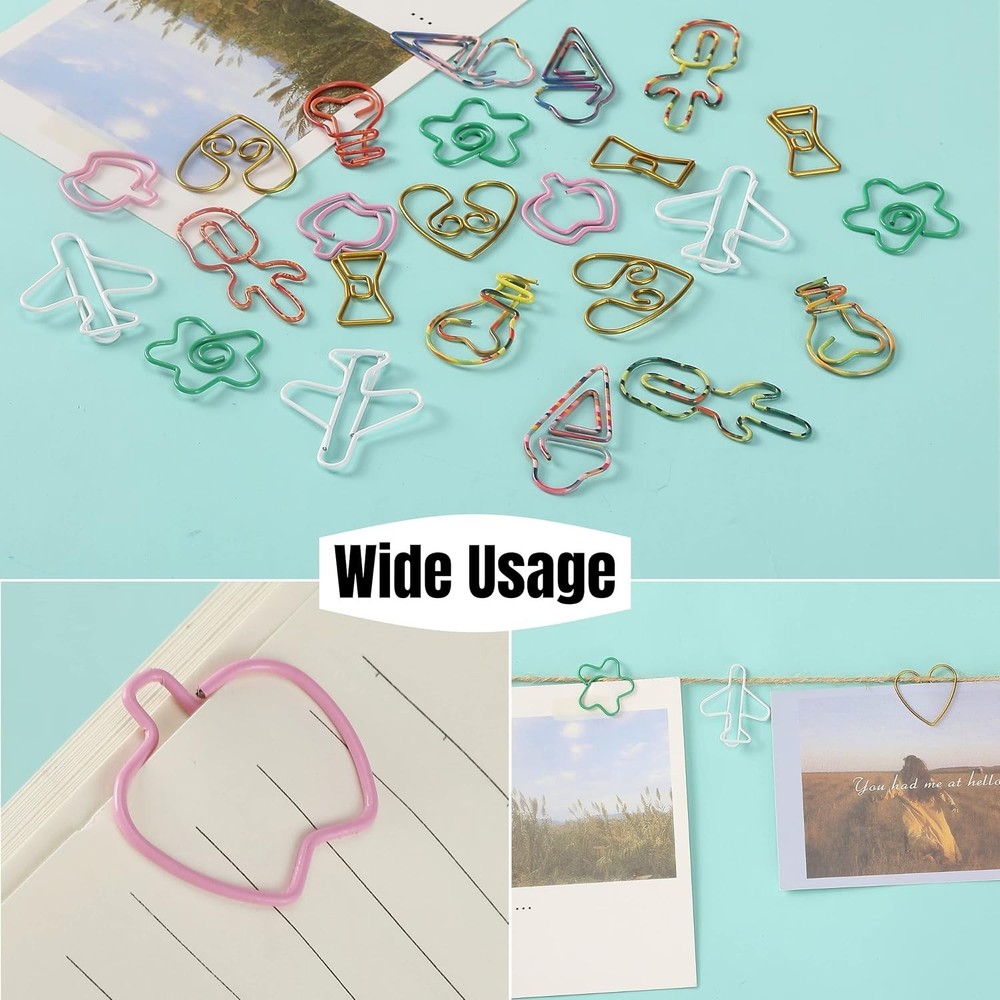 Cute Paper Clips, Assorted Colors, 24 pcs, Cute Planner Clips