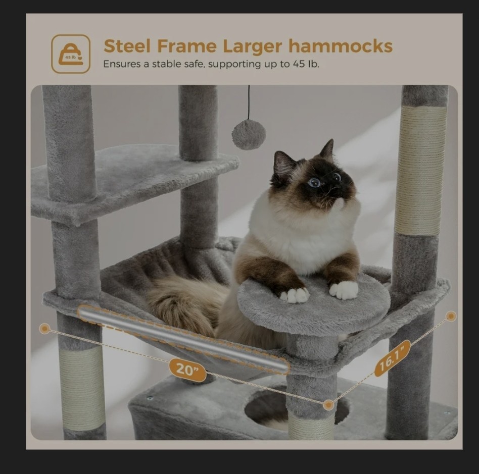 73"Cat Tree for Cats Multi Level Play Tower Condo Cat Scratching Post