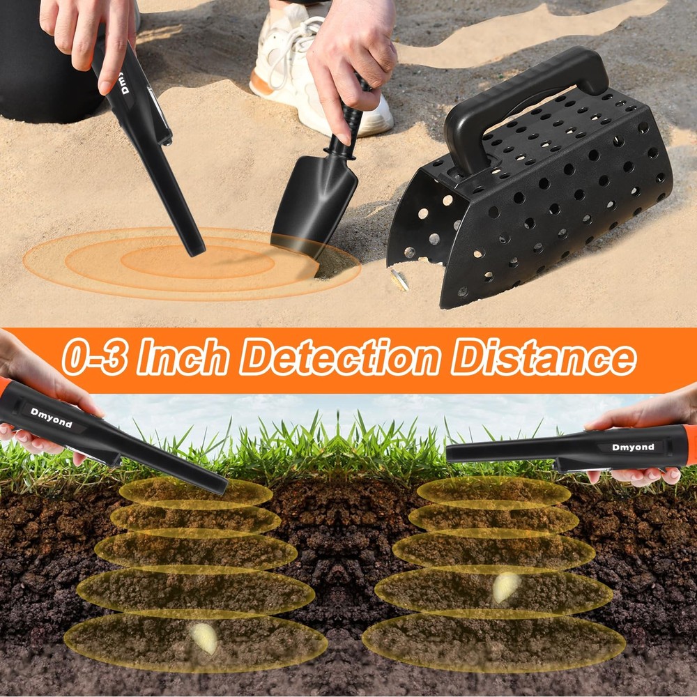 Dmyond Metal Detector Pinpointer & Accessories Kit, Waterproof Handheld Black