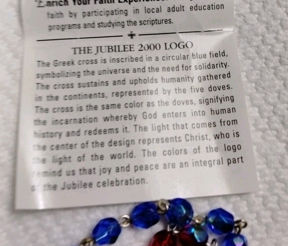 2000 Jubilee Multi Color Crystal Rosary Original Packaging Excellent Condition