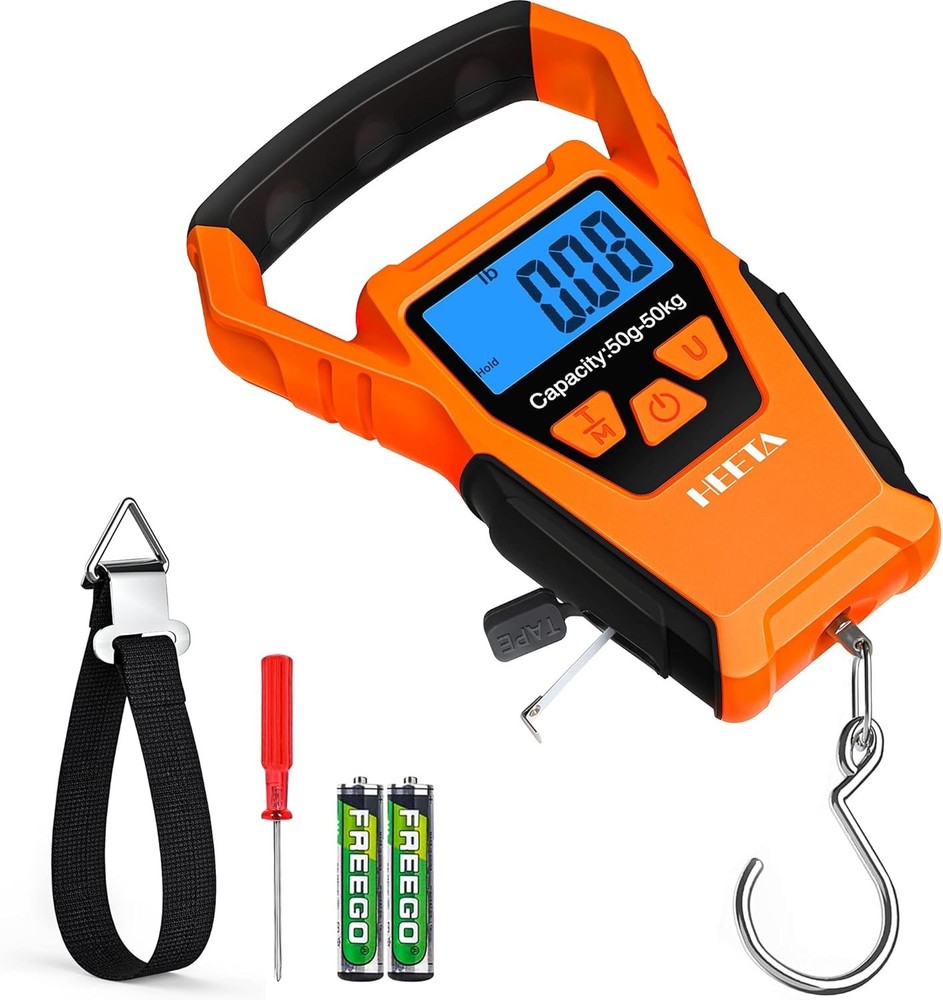Portable Waterproof Fish Scale with Backlit LCD & Tare Functionality - 110lb
