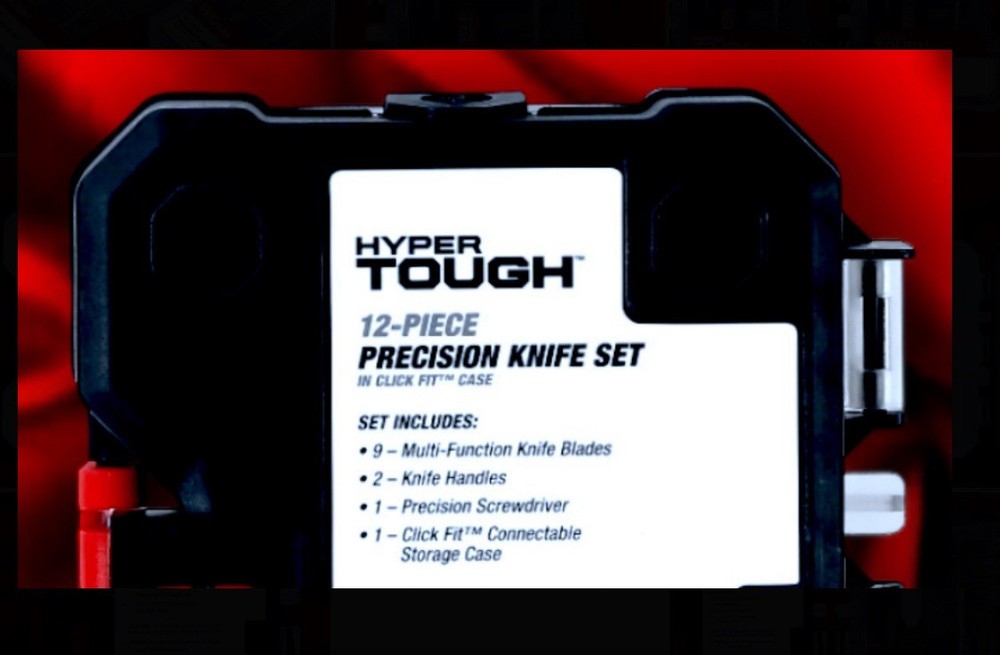 2 Sets: Hyper Tough 12pc Precision Knife Tool Set + Click Fit Storage Case NEW