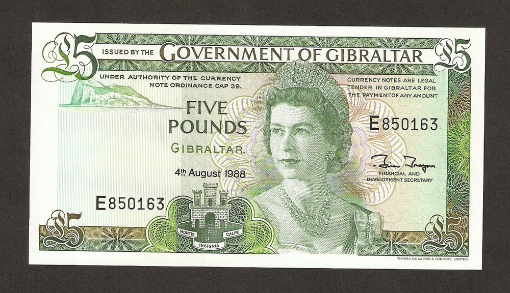 1988 Gibraltar  £5 Pounds Uncirculated ~ P21