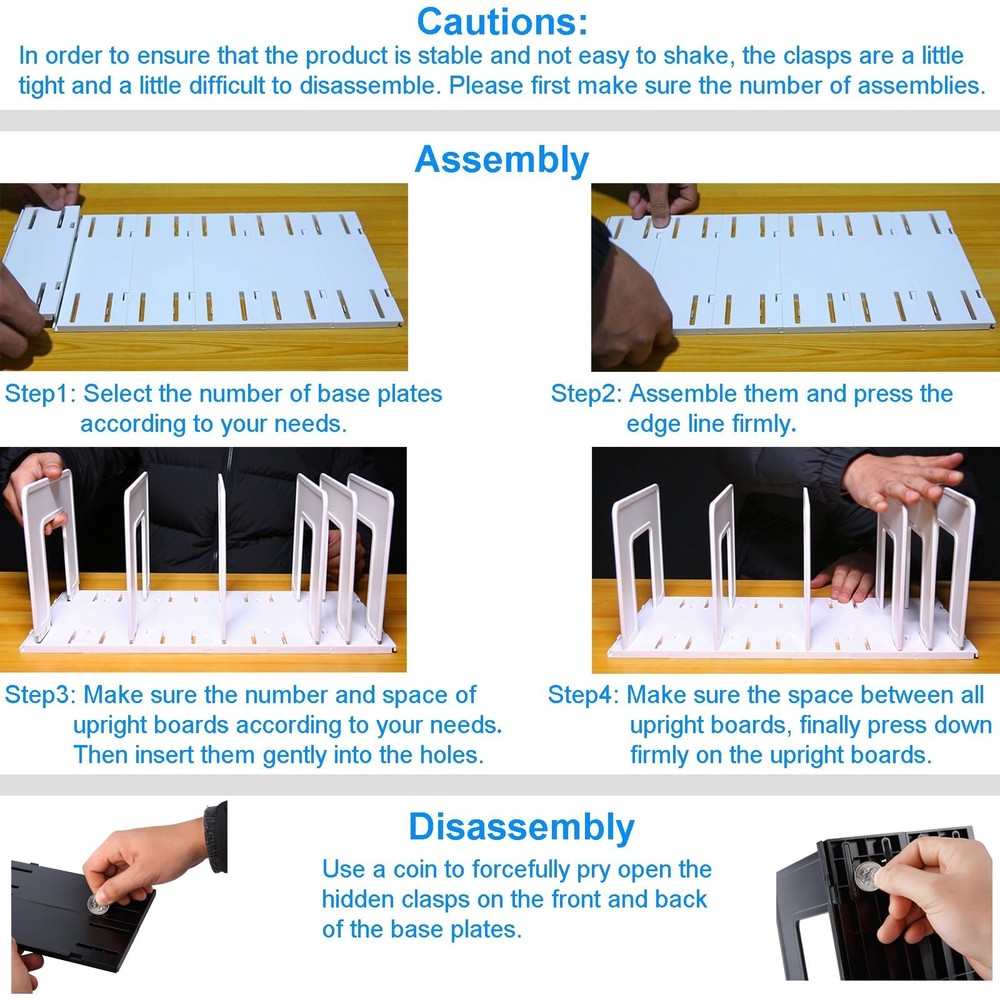 Adjustable Vertical File Sorter Sturdy Plastic Expandable Upright File Holder...