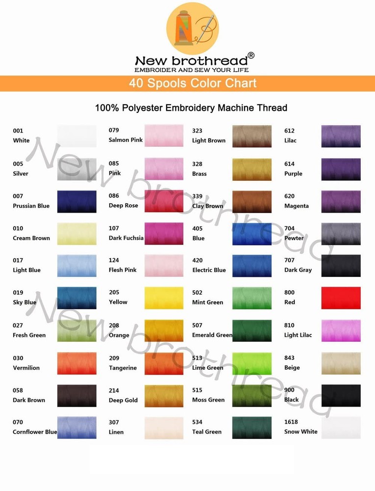 40 Spools Polyester Machine Embroidery Thread Kit 500M (550Y), 40 Colors