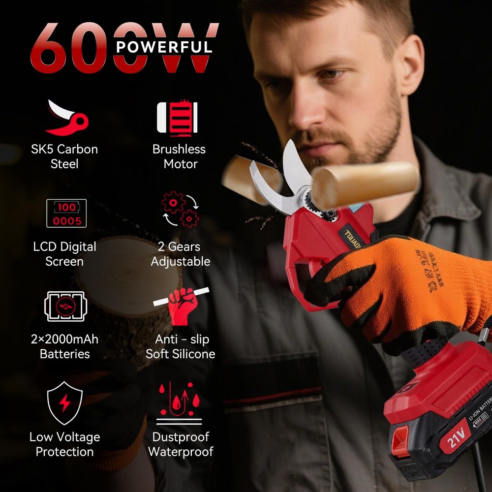 Upgraded Pruning Shears,1.2" Cutting Diameter Cordless Power Pruner with LCD ...