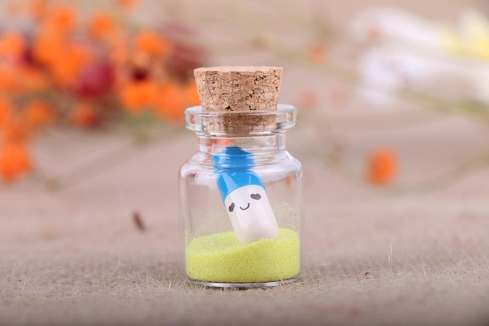 100 Count Small Glass Bottles with Corks,5ml Tiny Vials Clear Mini Jars